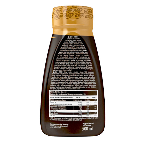 Syrup ZERO Chocolate-Cookie - Sos ZERO o smaku ciasteczka czekoladowego - 500ml