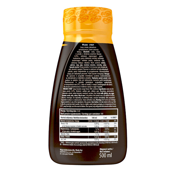 Syrup ZERO Chocolate-Orange - Sos ZERO o smaku czekolady z pomarańczą - 500ml