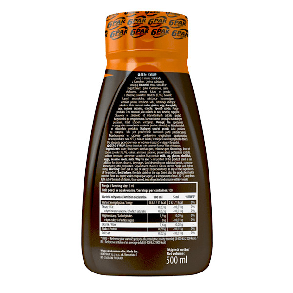 Syrup ZERO Chocolate-Caramel - Sos ZERO o smaku czekolady z karmelem - 500ml