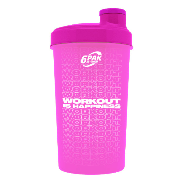 Shaker Różowy Neonowy 700 ml - WORKOUT IS HAPPINESS - 1 szt.