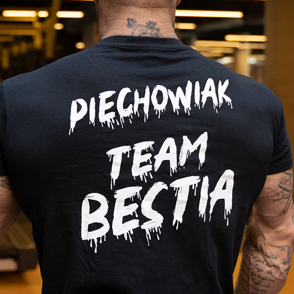 Męski T-shirt TEAM BESTIA Czarno-biały