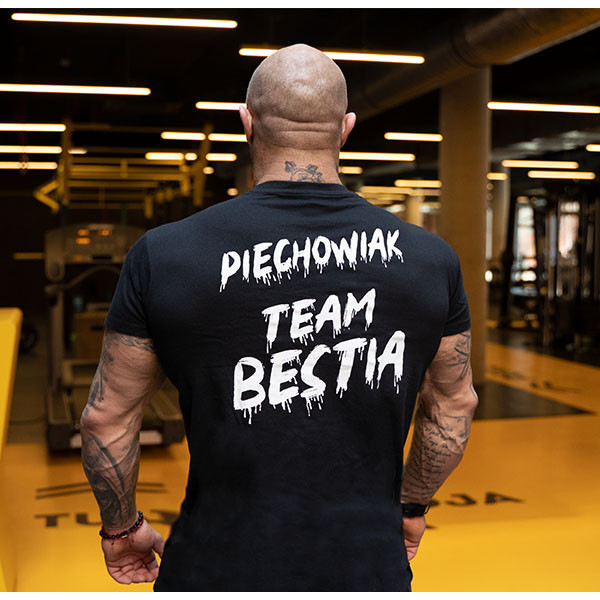 Męski T-shirt TEAM BESTIA Czarno-biały