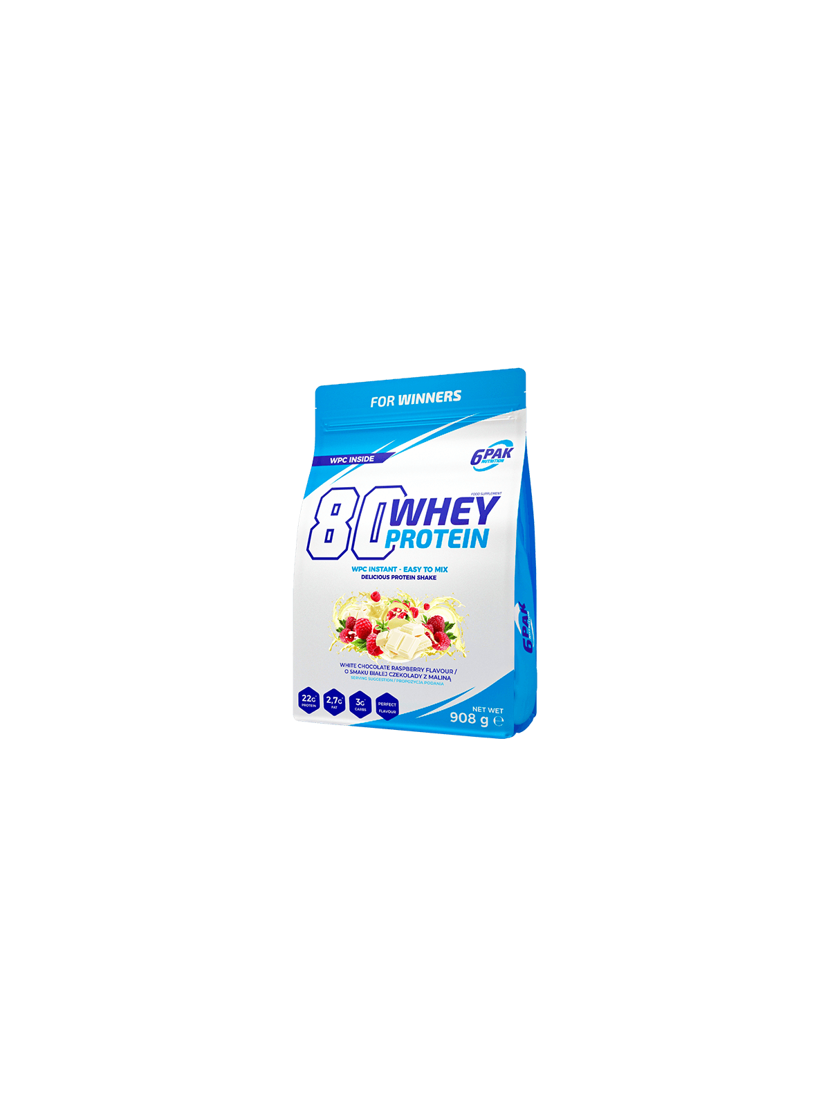Białko 80 Whey Protein - 908g - White Chocolate-Raspberry