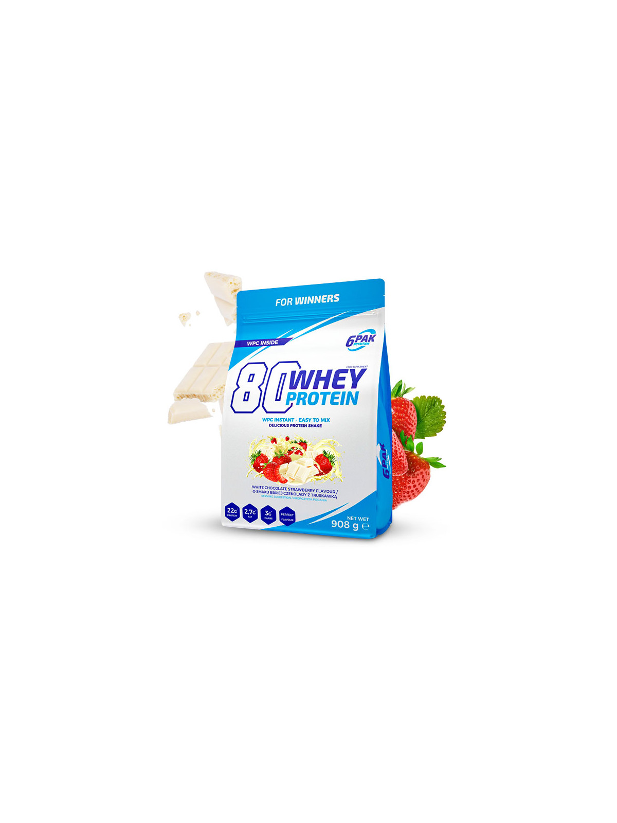 Białko 80 Whey Protein - 908g - White Chocolate-Strawberry