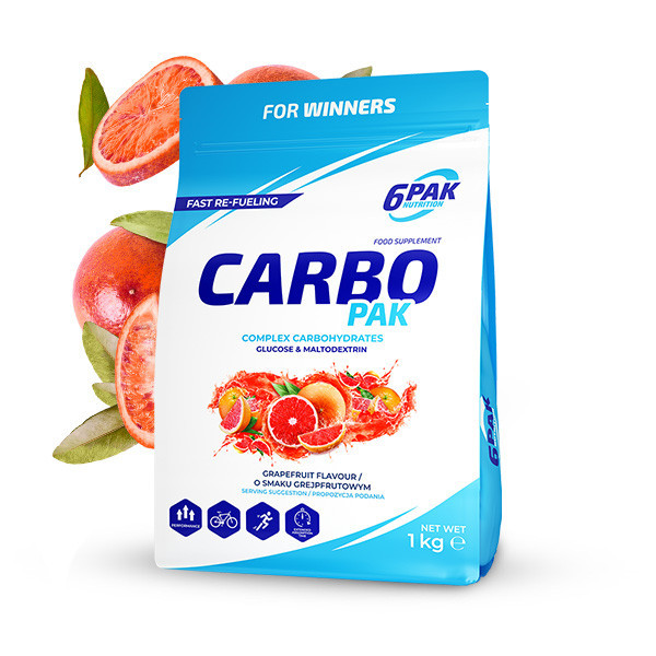 Carbo PAK - Węglowodany w proszku - 1000g - Grapefruit