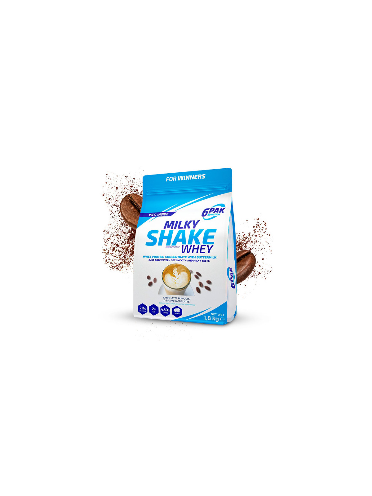 Odżywka białkowa Milky Shake Whey - 1800g - Caffe Latte