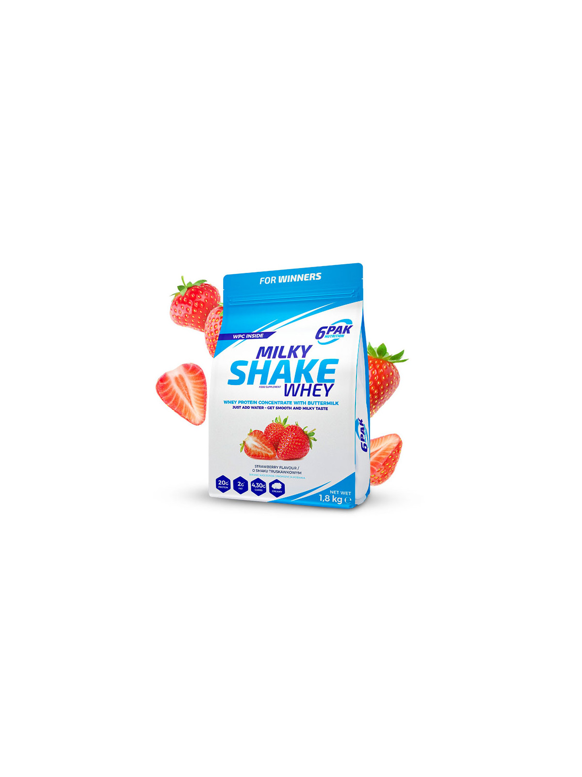 Odżywka białkowa Milky Shake Whey - 1800g - Strawberry