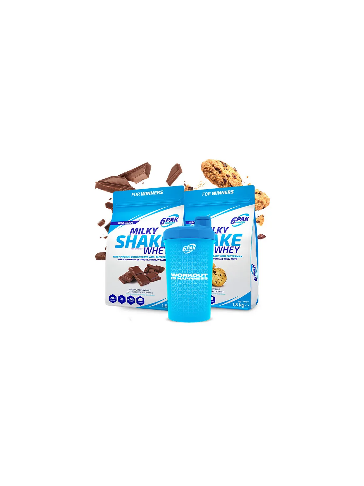 Odżywka białkowa Milky Shake Whey - 2x1800g + Shaker GRATIS!