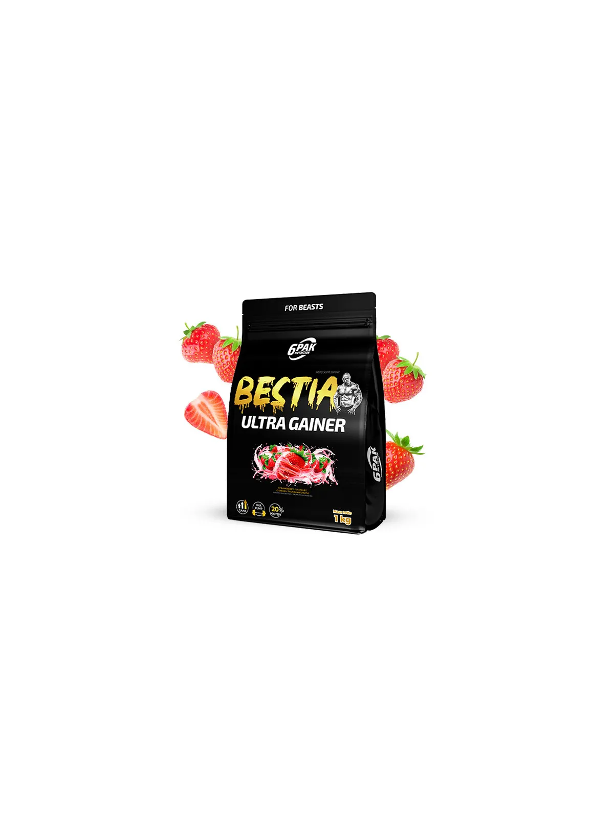 BESTIA Ultra Gainer - Odżywka na masę - 1000g - Strawberry