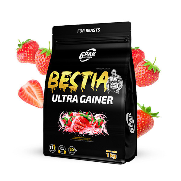 BESTIA Ultra Gainer - Odżywka na masę - 1000g - Strawberry