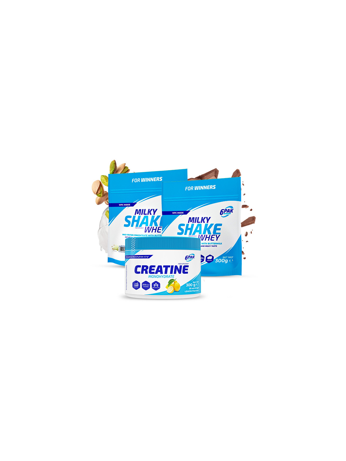 Milky Shake Whey - 2x300g + Kreatyna - 300g