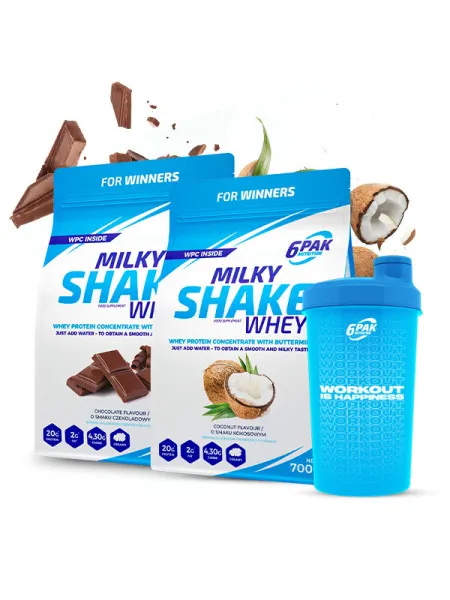 Białko Milky Shake Whey - 2x700g + Shaker GRATIS!