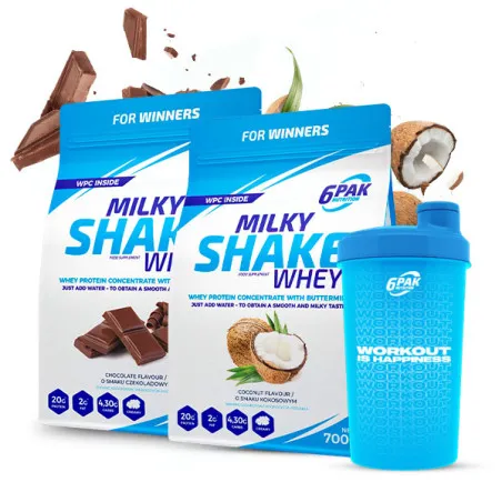 Białko Milky Shake Whey - 2x700g + Shaker GRATIS!