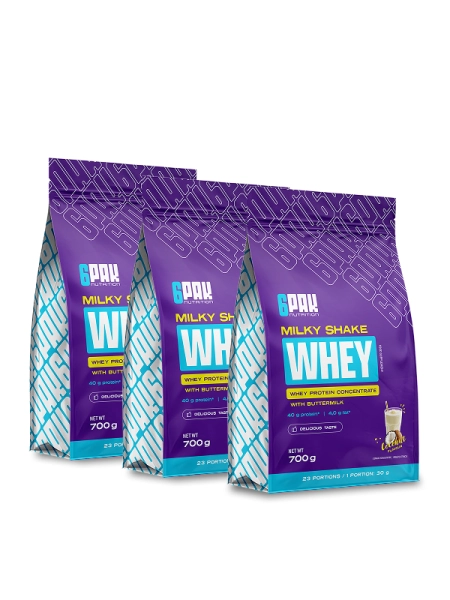 Białko Milky Shake Whey - 3x700g | Zestaw trzech smaków | Sklep 6PAK