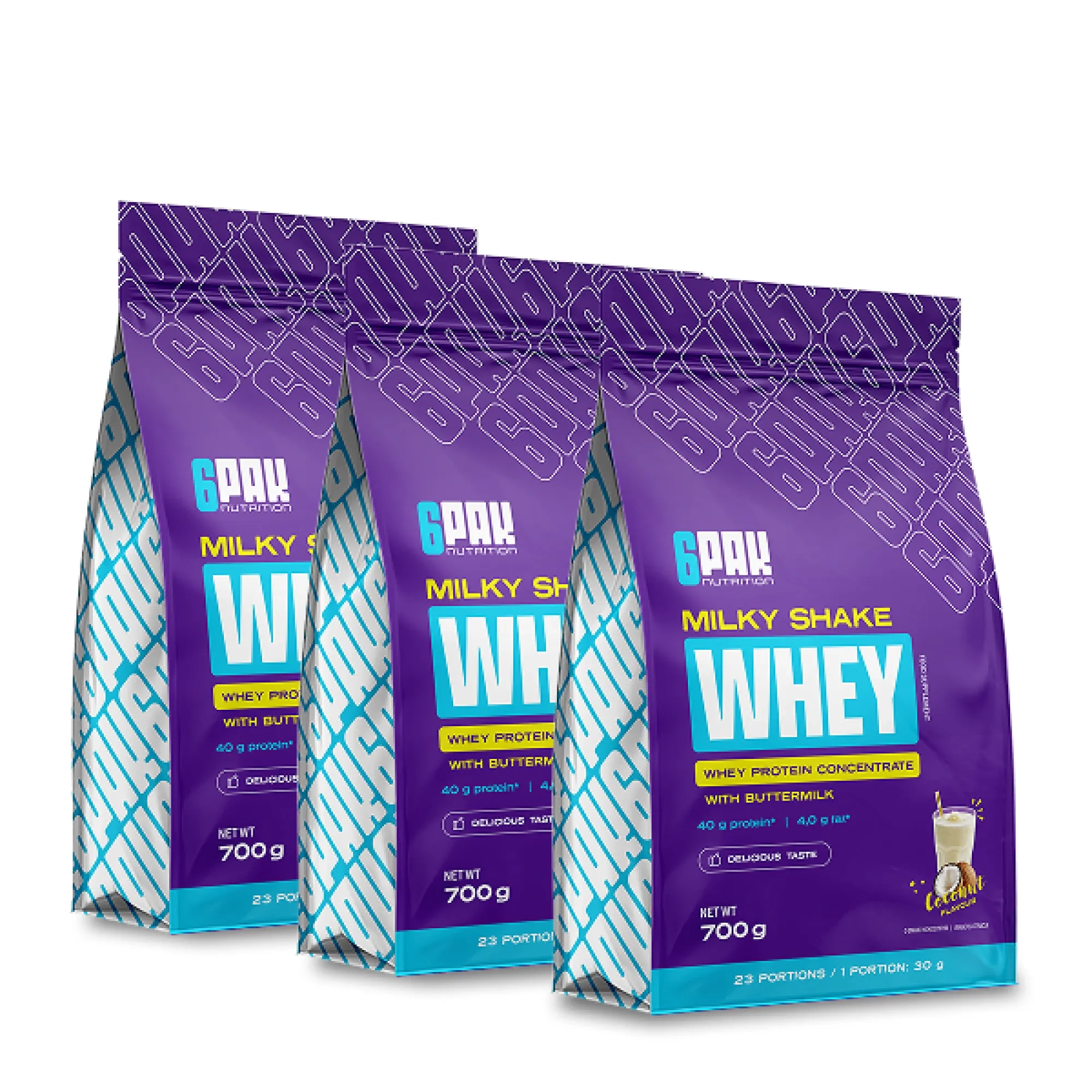 Białko Milky Shake Whey - 3x700g | Zestaw trzech smaków | Sklep 6PAK
