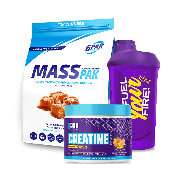 Gainer + Kreatyna + Shaker | Zestaw na masę | Sklep 6PAK Nutrition Gainer + Kreatyna + Shaker | Zestaw na masę | Sklep 6PAK Nutrition