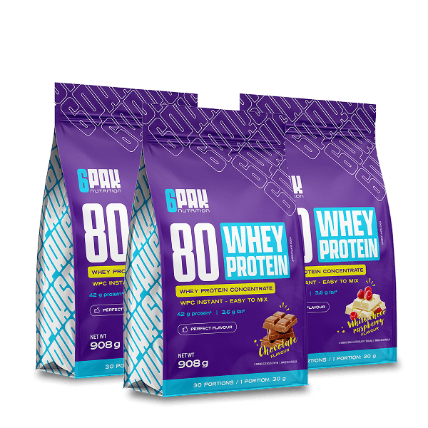80 Whey Protein 3x908g | Białko zestaw 3 smaków | Sklep 6PAK Nutrition