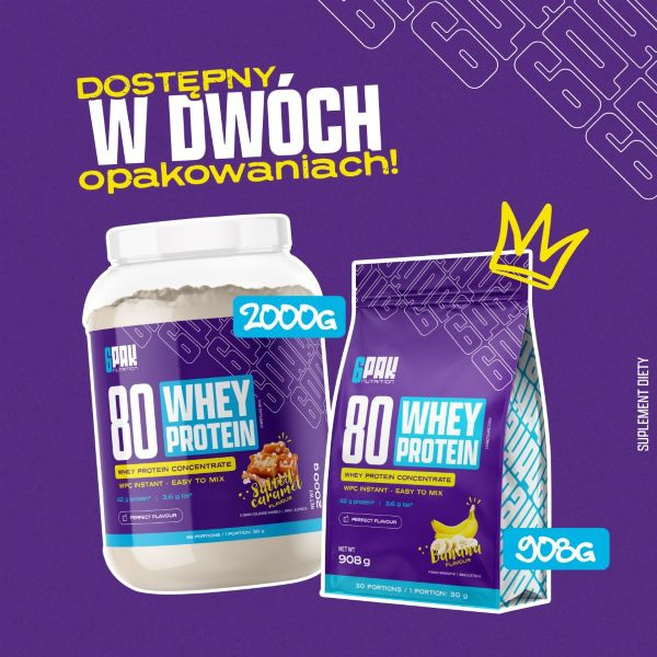 80 Whey Protein 3x908g | Białko zestaw 3 smaków | Sklep 6PAK Nutrition