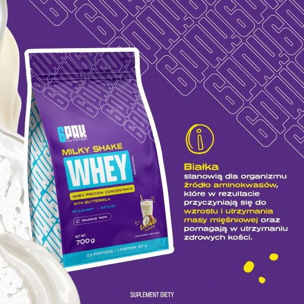 Białko Milky Shake Whey - 3x700g | Zestaw trzech smaków | Sklep 6PAK