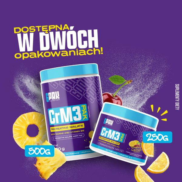 CrM3 PAK - 500g | Jabłczan kreatyny w proszku | Sklep 6PAK Nutrition