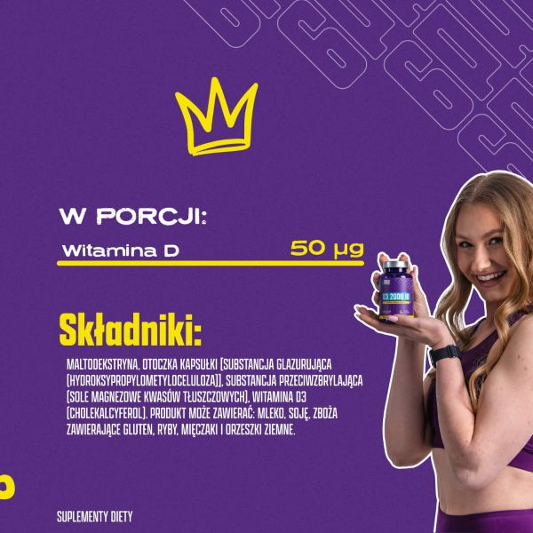 Witamina D3 2000IU - 90 kapsułek | Zdrowe kości | Sklep 6PAK Nutrition