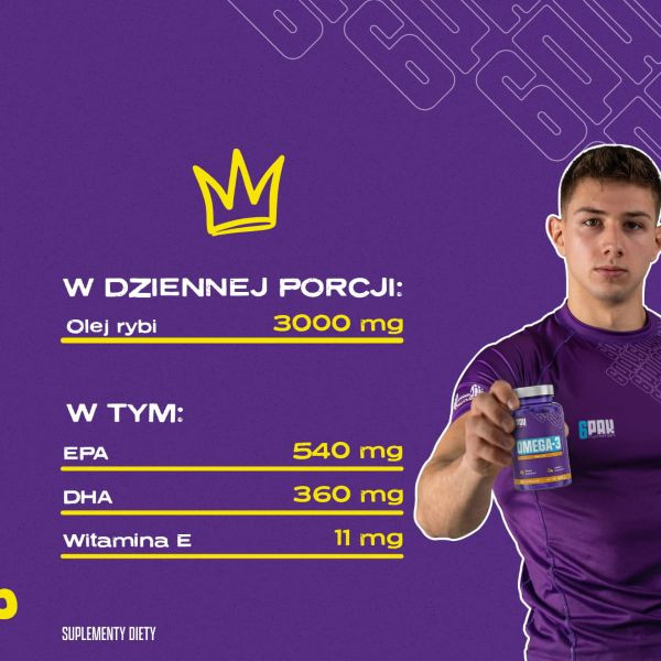 Omega 3 - 90 kaps. | Zdrowe serce | Kwasy DHA i EPA | Sklep 6PAK Nutrition