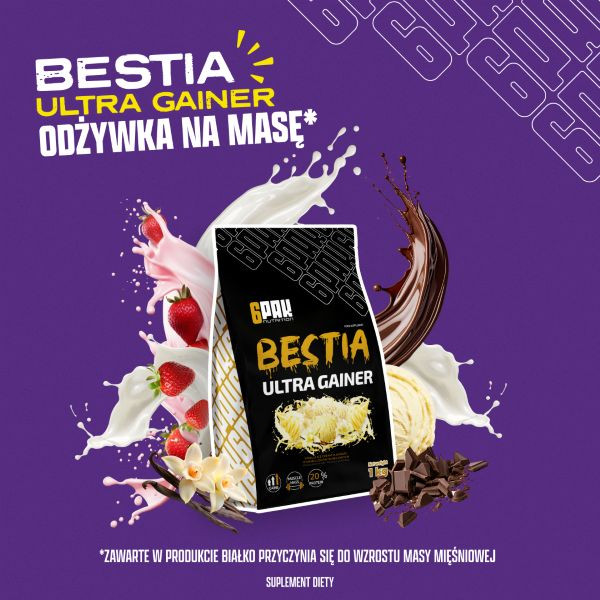 BESTIA Ultra Gainer - 3000g | Odżywka na masę | Sklep 6PAK Nutrition