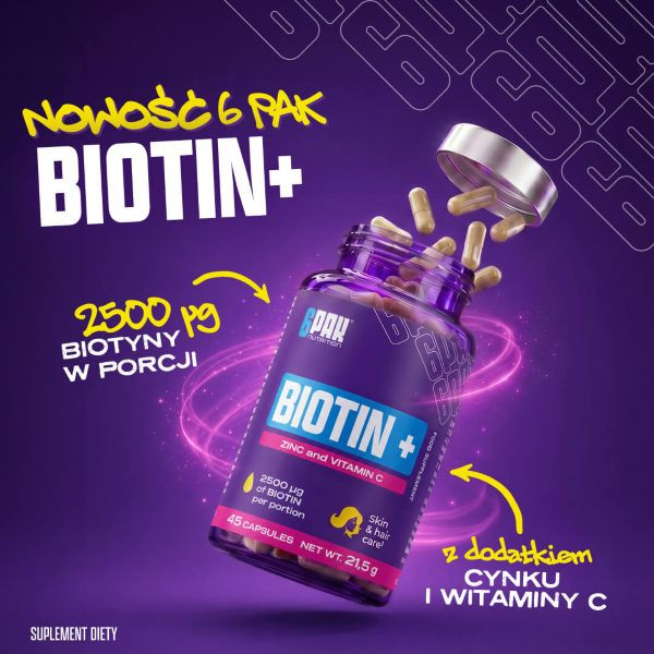 Biotin+ - Biotyna - 45 kaps.